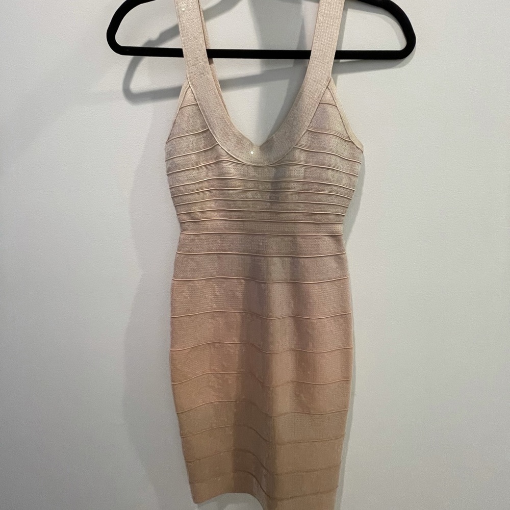 Herve Leger Blush Ombré Sequin Dress